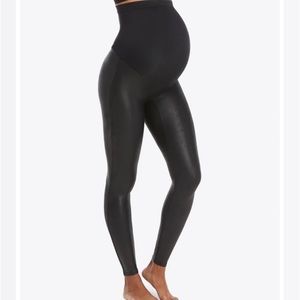 Spanx maternity faux leather leggings